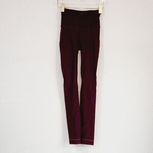 Lululemon In Focus Run Tight Legging Burgundy Compression Sense Knit Size 2